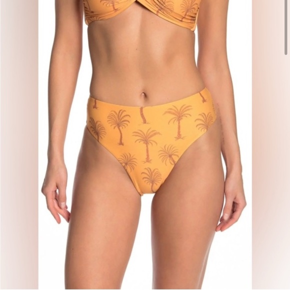 Onia Sabrina Swim Suit Bottom XL & Top Orange MUSTARD Top Tropical Jungle Palm - Picture 1 of 16